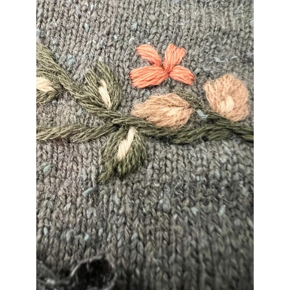 Soft Surroundings Embroidered Cardigan Nature Silk Fairy Autumn Ruffle Vintage